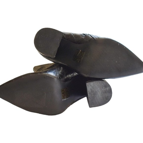 Nasty Gal Faux Black Patent Leather Croc  Ankle Boots - Picture 12 of 13